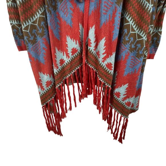 Tasha Polizzi Colorful Southwestern Aztec Native Fringe Cardigan Women's Small - Picture 4 of 11